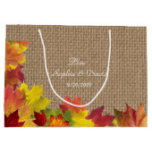 Rustikale Herbstlaub Burlap Wedding Große Geschenktüte (Rückseite)