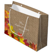 Rustikale Herbstlaub Burlap Wedding Große Geschenktüte (Vorderseite Schrägansicht)