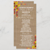 Rustikale Herbstlaub Burlap Wedding Programm maßge (Vorne/Hinten)