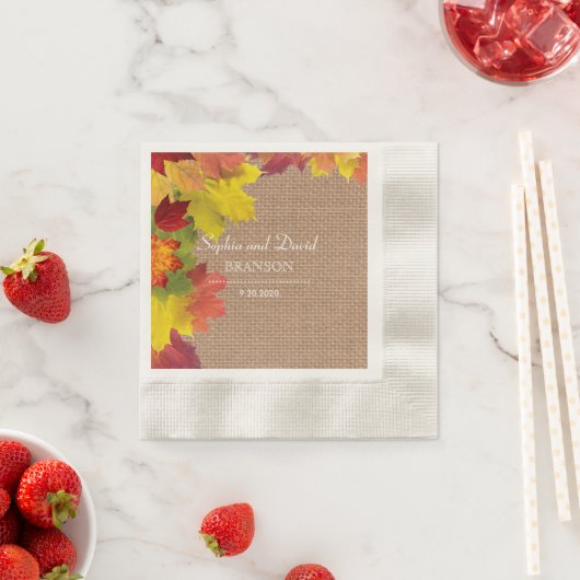 Rustikale Herbstlaub Burlap Wedding Serviette (Beispiel)