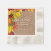 Rustikale Herbstlaub Burlap Wedding Serviette (Vorderseite)