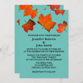 Rustikale Herbstlaub Burnt Orange Aquamarin Blue W Einladung (Vorne/Hinten)