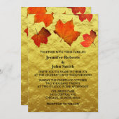 Rustikale Herbstlaub Burnt Orange Gold Foil Weddin Einladung (Vorne/Hinten)