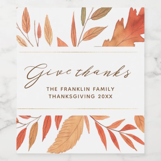 Rustikale Herbstlaub danken Erntedank Weinetikett (Einzelnes Label)