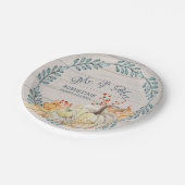 Rustikale Herbstlaub, die Wasserfarbenkürbis hochz Pappteller (Schrägansicht)