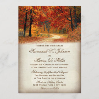 Rustikale Herbstlaub Einladungen für Hochzeiten im