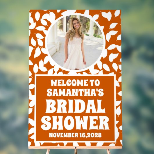 Rustikale Herbstlaub Foto Brautparty Willkommen Acrylschild (Neutral)