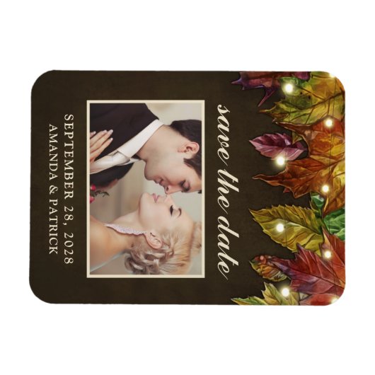 Rustikale Herbstlaub Foto Speichern Sie die Datums Magnet (Horizontal)