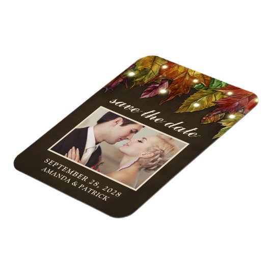 Rustikale Herbstlaub Foto Speichern Sie die Datums Magnet (Linke Seite)