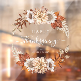 Rustikale Herbstlaub glücklich Thanksgiving Fensteraufkleber