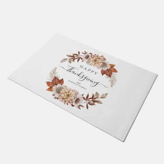 Rustikale Herbstlaub glücklich Thanksgiving Fußmatte (Schrägansicht)