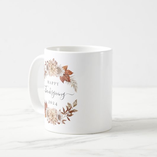 Rustikale Herbstlaub glücklich Thanksgiving Kaffeetasse (Vorderseite Links)