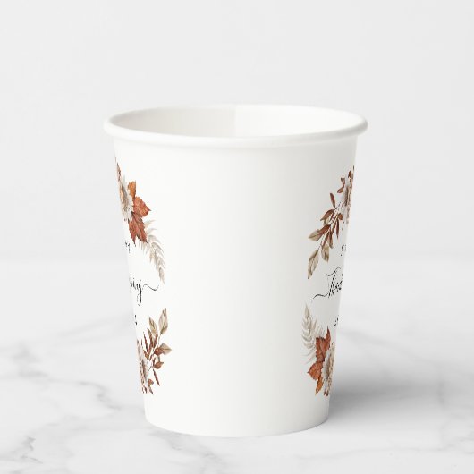 Rustikale Herbstlaub glücklich Thanksgiving Pappbecher (Links)