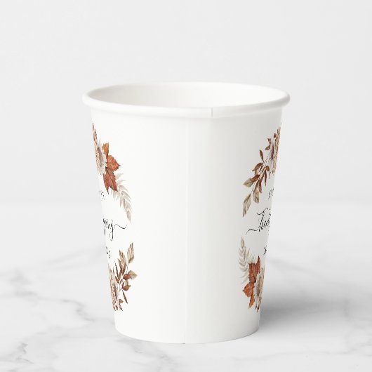 Rustikale Herbstlaub glücklich Thanksgiving Pappbecher (Rechts)