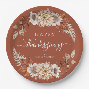 Rustikale Herbstlaub glücklich Thanksgiving Pappteller