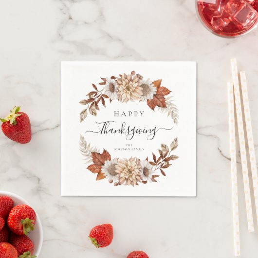 Rustikale Herbstlaub glücklich Thanksgiving Serviette (Beispiel)