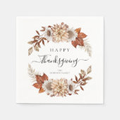 Rustikale Herbstlaub glücklich Thanksgiving Serviette (Vorderseite)