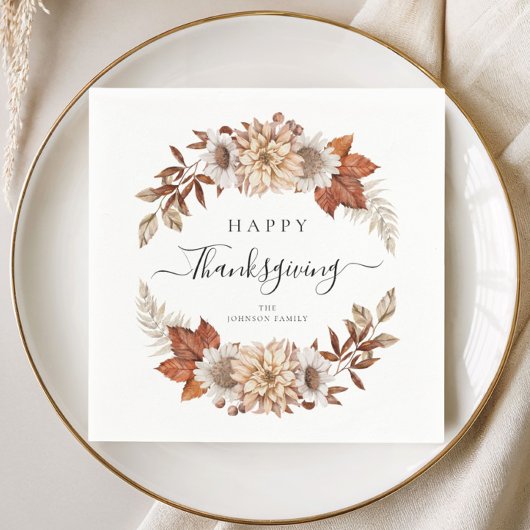 Rustikale Herbstlaub glücklich Thanksgiving Serviette