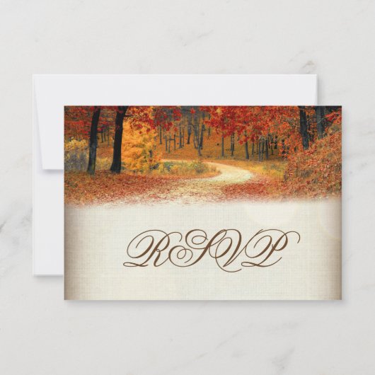 Rustikale Herbstlaub Herbst Hochzeitskarten RSVP Karte (Rückseite)