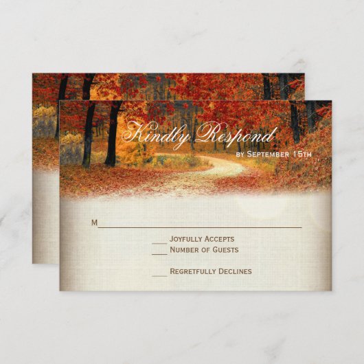 Rustikale Herbstlaub Herbst Hochzeitskarten RSVP Karte (Vorne/Hinten)