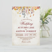 Rustikale Herbstlaub Hochzeit Einladung (Stehend Vorderseite)