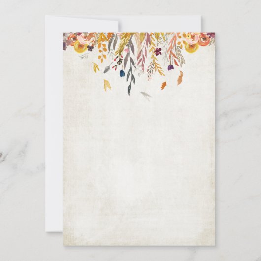 Rustikale Herbstlaub Hochzeit Einladung (Rückseite)