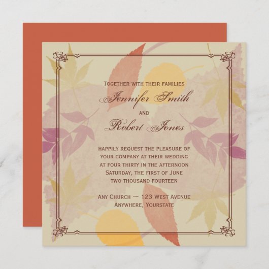 Rustikale Herbstlaub Hochzeit Einladung (Vorne/Hinten)