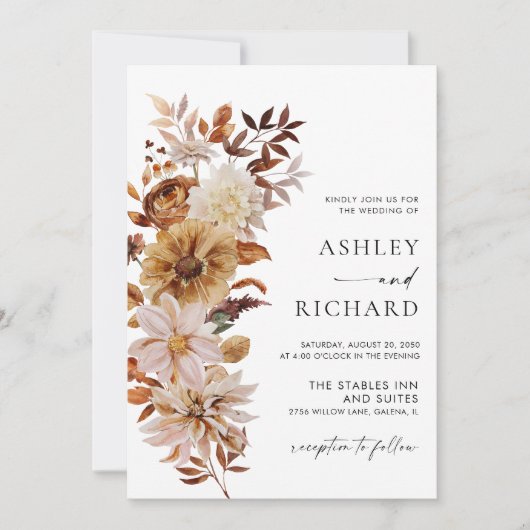 Rustikale Herbstlaub Hochzeit Einladung (Vorderseite)