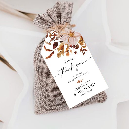 Rustikale Herbstlaub Hochzeit Geschenkanhänger