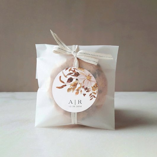 Rustikale Herbstlaub Hochzeit Runder Aufkleber