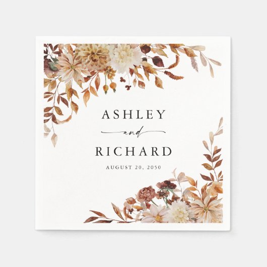 Rustikale Herbstlaub Hochzeit Serviette (Vorderseite)