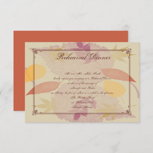 Rustikale Herbstlaub Hochzeitliche Beilage Probe A Einladung (Vorne/Hinten)