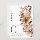 Rustikale Herbstlaub Hochzeitskarte für Tischnumme (Vorderseite)