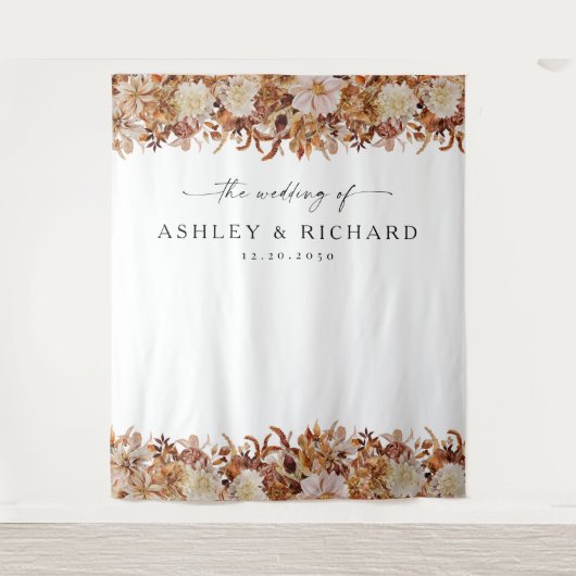 Rustikale Herbstlaub Hochzeitstorte Wandteppich (Vorderseite)