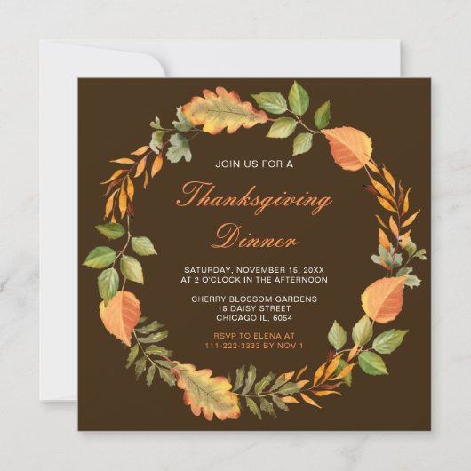Rustikale Herbstlaub im Herbst Erntedank Party Einladung (Vorderseite)