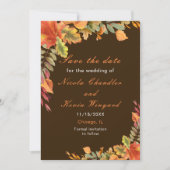 Rustikale Herbstlaub im Herbst Hochzeitsempfang Save The Date (Vorderseite)