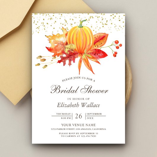 Rustikale Herbstlaub im Herbst Pumpkin Brautparty Einladung