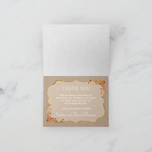 Rustikale Herbstlaub Linen Leinwand DANKE (Innenseite)