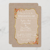 Rustikale Herbstlaub Linen Leinwand Einladung Hoch (Vorne/Hinten)