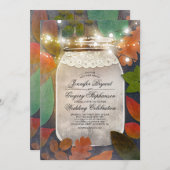Rustikale Herbstlaub Mason Jar String Lights Hochz Einladung (Vorne/Hinten)