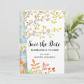 Rustikale Herbstlaub QR-Code Save the Date (Stehend Vorderseite)