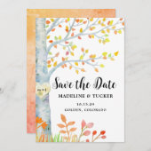 Rustikale Herbstlaub QR-Code Save the Date (Vorne/Hinten)