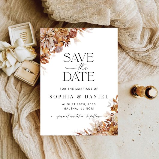 Rustikale Herbstlaub Save the Date Karte