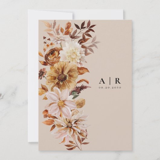 Rustikale Herbstlaub Save the Date Karte (Rückseite)