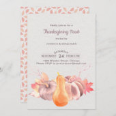 Rustikale Herbstlaub und Kürbisfest Erntedank Einladung (Vorne/Hinten)