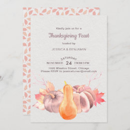 Rustikale Herbstlaub und Kürbisfest Erntedank Einladung