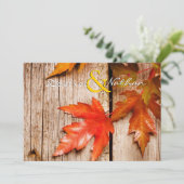 Rustikale Herbstlaub zum Hochzeitsempfang Einladung (Stehend Vorderseite)