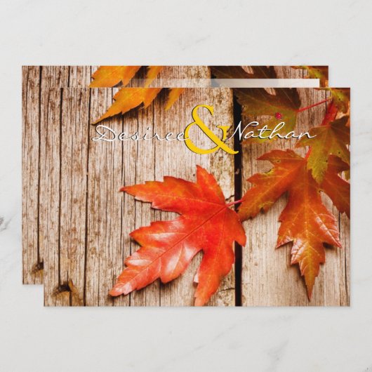 Rustikale Herbstlaub zum Hochzeitsempfang Einladung (Vorne/Hinten)