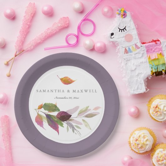 Rustikale Herbstlaube Aquarell Erntedank Pappteller (Party)