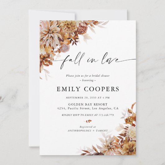 Rustikale Herbstlaube Brautdusche Einladung (Vorderseite)